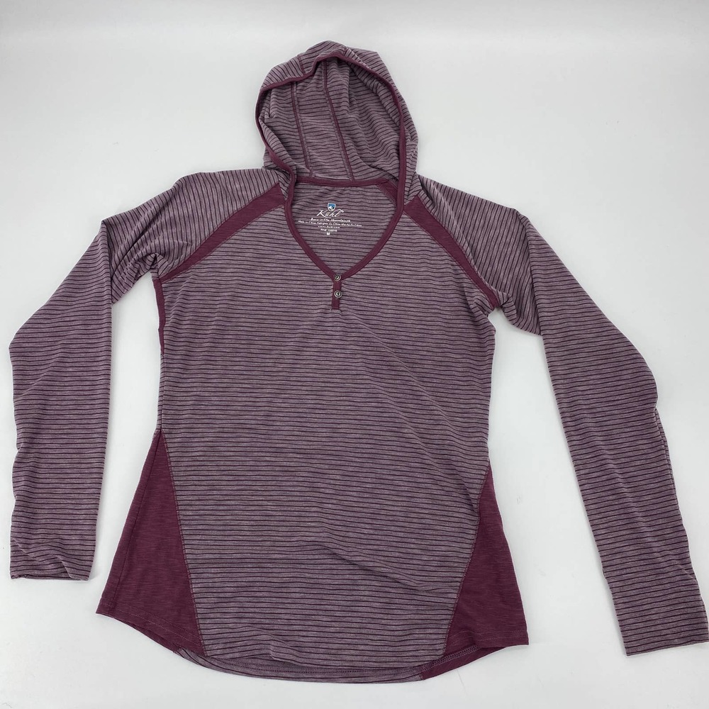 KUHL Striped Long Sleeve Pullover Hooded Shirt